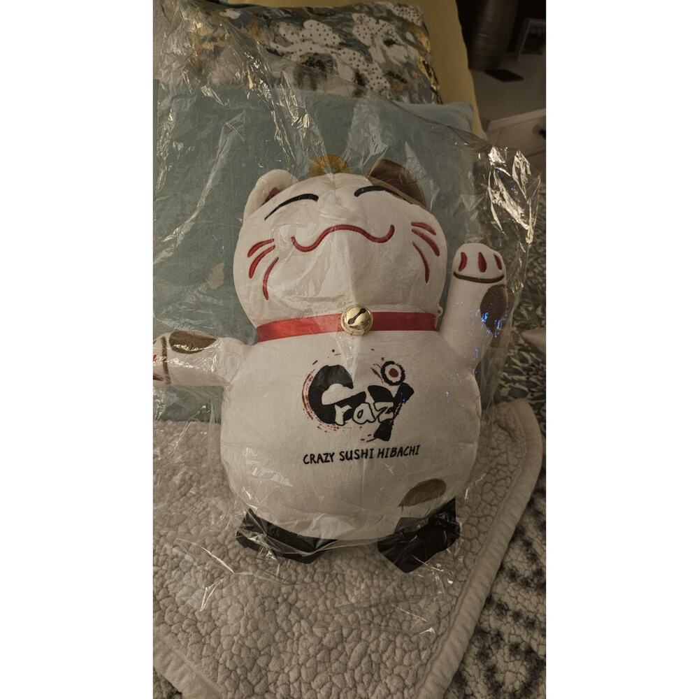 Kawaii Lucky Cat Plush Backpack Maneki Neko Anime Style 16 " Crazy Sushi Hibachi
